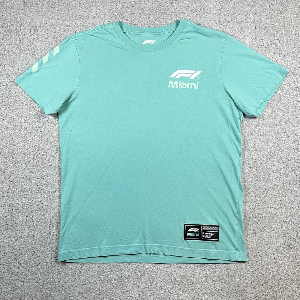 Formula 1 Shirt Mens L Teal Miami Street Racing Official Graphic F1 Short Sleeve